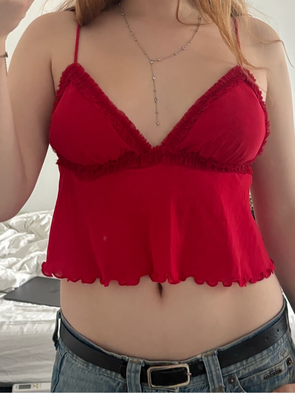 Urban Outfitters Red Lace-Trim Camisole